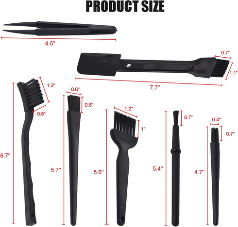 Computer Keyboard Cleaning Brush Kit, Portable Plastic Handle Nylon Cleaning Brushes-Black Set of 7...