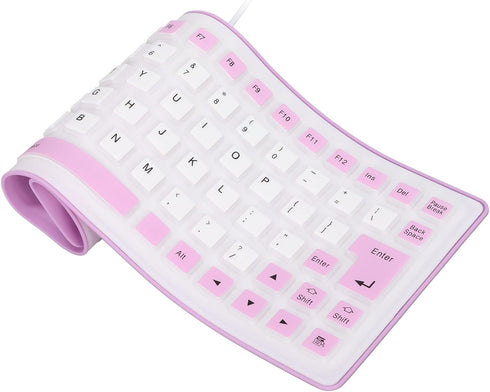 Silicone Keyboard, Foldable Flexible Keyboard USB Wired Gaming Keyboard, 85 Keys, Fully Sealed Design, Roll-up Silent Soft Keyboard, Waterproof, D...