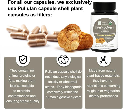 Herbal Treasure Lions Mane Supplement Capsules, Made with Organic Lions Mane Powder for Mental Clarity and Focus Supplements, 800mg Lions Mane Pow...