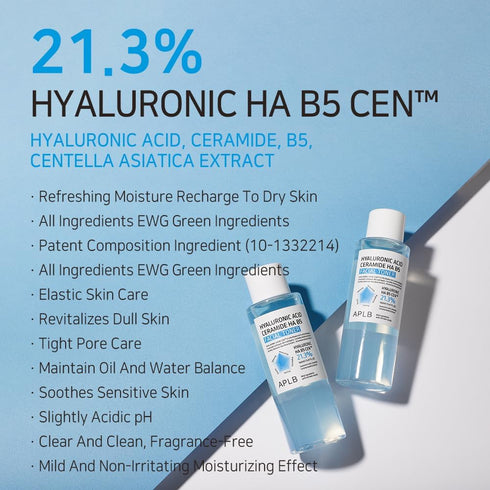 APLB Hyaluronic Acid Ceramide HA B5 Facial Toner | HYALURONIC HA B5 CEN™ 21.3% 5.41 FL.OZ/Korean Skincare, Replenishing moisture, Revitalize for g...