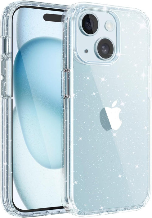 Compatible with iPhone 15 Plus Case Cute, Clear Glitter Bling Sparkly iPhone 15 Plus Phone Cover for Women Girls, Shockproof Case for Apple iPhone...