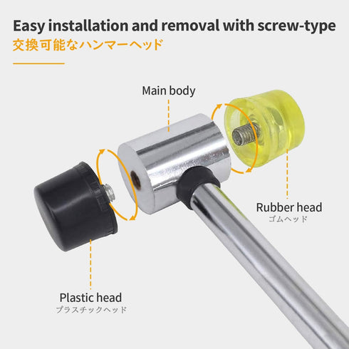 BOOSDEN Double-Faced Soft Hammer Mallet, Rubber Hammer, Soft Hammer for Home Decoration Installation Hand Tool, 25mm...