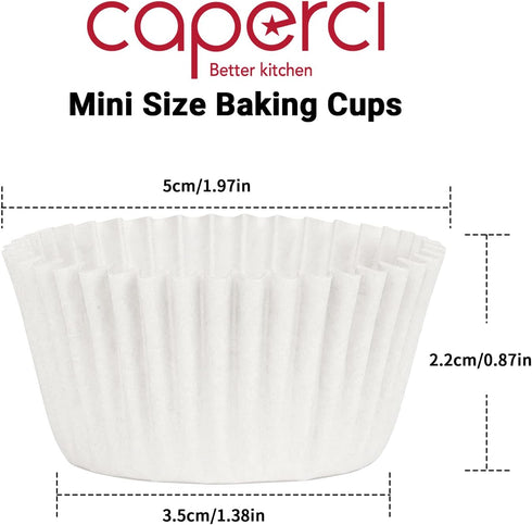 Caperci 500 Count Mini Cupcake Liners White Muffin Liners Greaseproof No Smell Small Cupcake Wrappers Baking Cups...