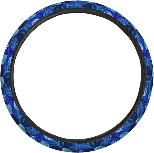 Ocean Blue Jellyfishes Steering Wheel Cover for Women, Girls 15 inch Universal Auto Car Anti Slip Wrap Steering Wheel Covers Fit for Vehicles, Tru...