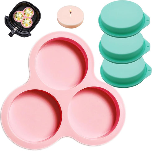 Siliocne Air Fryer Egg Mold 4 INCH Jumbo Silicone Muffin Top Pan Egg Mould for Breakfast Sandwiches Air Fryer Baking Pan 4 Pack...