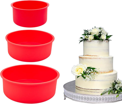 3 Pieces Silicone Cake Pans Round Silicone Molds for Baking Quick Release Bakeware Pans Kitchen Non-Stick Reusable Cake Pan for Baking Layer Cake ...