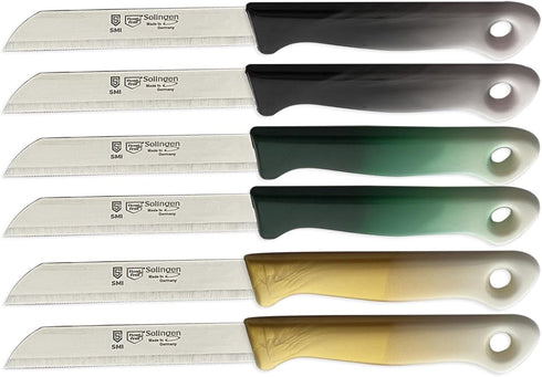 SMI 6 Pcs Paring Knife Set Serrated Solingen Germany Vegetable Knife Fruit Kitchen Knife Flexible Multi Color...