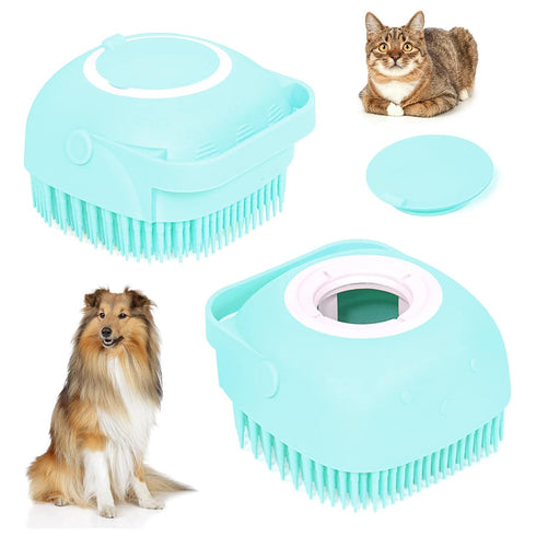 Bath Brush Silicone, Massage Soft Brush Dog Cats, Pet Massage Brush Bubble Body Wash Brush-blue...