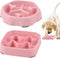 2 PACK Slow Feeder Dog Bowls Small Breed, Pink Silicone Dog Bowl, Silicone Slow Feeder Dog Bowls to Slow Down Pets' Eating Speed for Medium Small ...