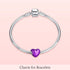 Purple Ribbon Color Heart Charms 925 Sterling Silver Bead for Bracelets...