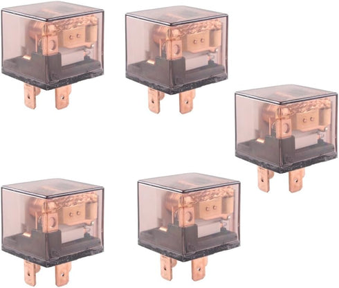 ESUPPORT Car Automotive Universal Transparent Relay 12V 80A SPST 4Pin Switch Pack of 5...
