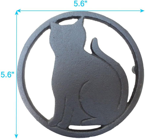 Black Cat Metal Trivet with Feet for Kitchen or Dining Table - Cast Iron - 5.6-Inches Across - More Than One Makes a Set for Countertop - Popular ...