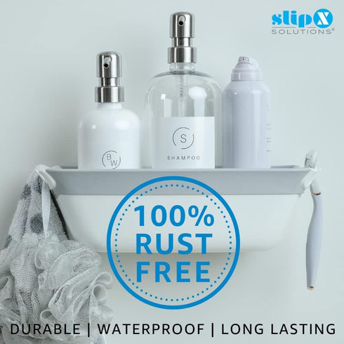 SlipX Solutions Patented Power-Lock Shower Organizer Caddy w/Suction Cups | Rust Free Shelf | Basket Holds Up to 22lbs for Shampoo, Soap, & Hooks ...