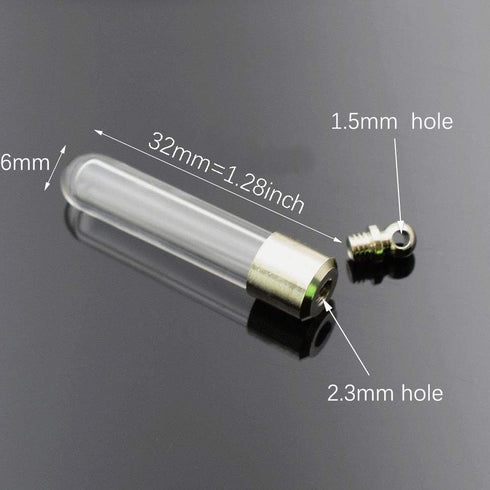 10 pieces tube shape Name on rice glass vial pendant screw cap bottle, rice art wish bottle charms (Round bottom tube)...