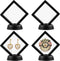 4Pcs 3D Floating Frame with Stand, Challenge Coin Display Holder, Small Shadow Box for Earrings, Rings, Brooch, Military Medal, Black, 2.75x2.75 i...