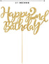 Gold Glitter Happy 2nd birthday cake topper, Gold 2 years old birthday party decorations, girl or boy birthday cake toppers...