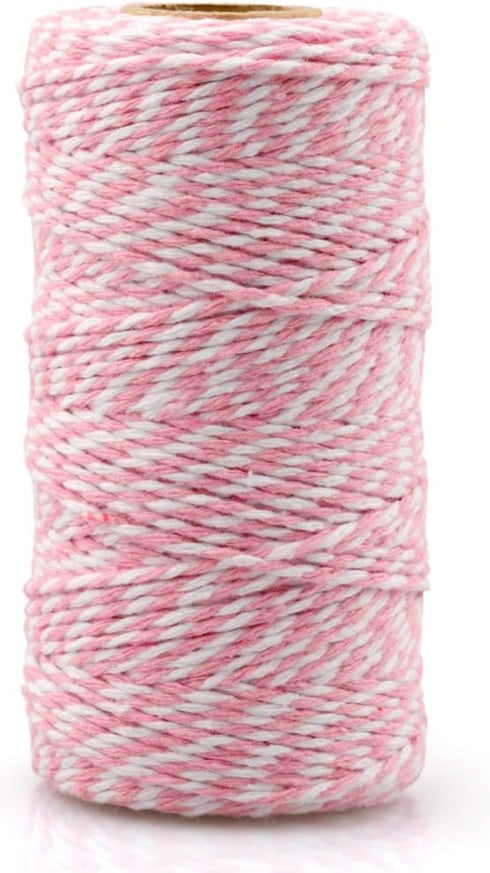 jijAcraft Pink and White Twine String, 328 Feet Christmas Bakers Twine String, 2MM Heavy Duty Packing String for DIY Crafts, Christmas Decoration,...