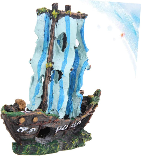 Housoutil Aquarium Submarine Ornaments Pirate Fish Tank Scenery Decoration Desk Topper Tabletop Pirate Decor Aquarium Boat Wreck Aquarium Decorati...