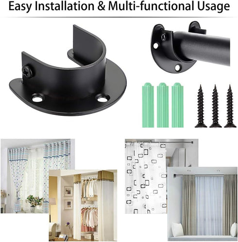 OwnMy 4 Packs Closet Rod End Supports 1-1/2" Diameter, U Shaped Stainless Steel Closet Pole Sockets Flange Rod Holder for Closet Wardrobe Shower C...