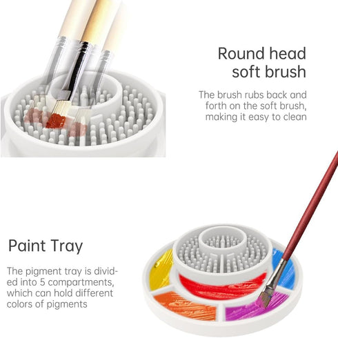 Brush Rinse,Paint Brush Cleaner,Rinse Cup,Silicone Cleaning Cup for Acrylic, Watercolor, and Water-Based Mediums,Beige...