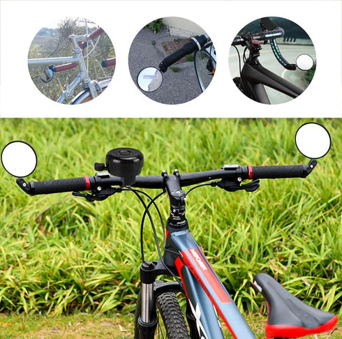 Handlebar Bike Mirror, 2pcs Bicycle Rearview Mirror with 1pcs Bike Bell, HD Safety Bike Rear View Mirror, Adjustable Handlebar Mounted Convex Mirr...