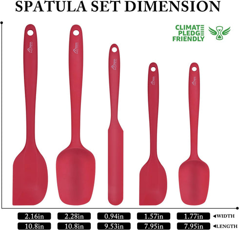 HOTEC Heat Resistant 600? BPA-Free Silicone Rubber Spatula Set, Kithchen Cooking Spatulas, Baking, Mixing, for Non Stick Cookware, Dishwasher Safe...