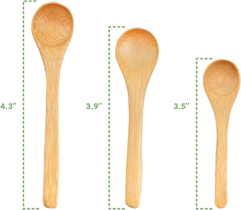 BambooMN Brand - Carbonized Brown 3.5" Round Head Small Solid Bamboo Spice/Salt/Sugar Spoons, 10pcs...