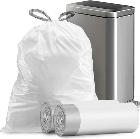 8 Gallon Trash Bags Drawstring, Strong Medium Kitchen Garbage Bag White Trash Can Liners, 22" x 23", (34 Count)...