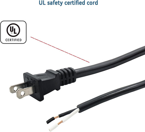 14 Gauge Replacement Power Cord 2 Prong?6.46Ft Cable 110V 115V 120V 300V Pigtail for Appliance, NEMA 1-15P 2 Prong Plug US SJT 14AWG (14/2), pigta...