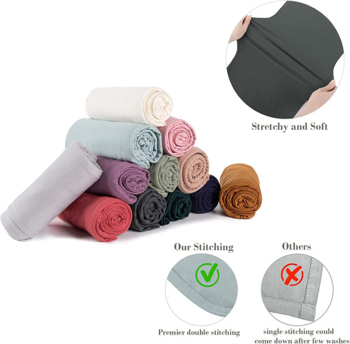 Large Jersey Knitted Swaddle Blanket for Baby, Soft Stretchy Receiving Blanket for Newborns with Hat, Large 47 x 47 inches 47x47x0.01 inches BY001...