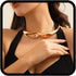 TWINKLEDE Fashion Chunky Choker Necklace Gold Twisted Abstract Metal Buckle Necklaces for Women...