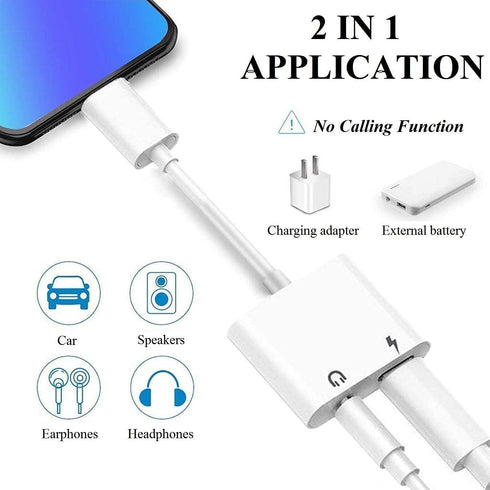 2 Pack Lightning to 3.5mm AUX Audio Charger Splitter for iPhone 14/13/12/11/XS/XR/X 8/iPad/iPod, Apple MFi Certified, 2 in 1 Headphone Adapter...