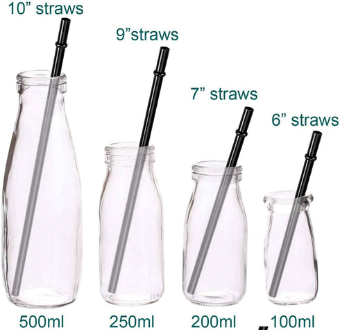 DAKOUFISH 9 Inch Black Reusable Plastic Replacement Drinking Straws for 16 oz 20 oz Mason Jar,Tumblers, Set of 12 Pcs Straws with Cleaning Brush (...