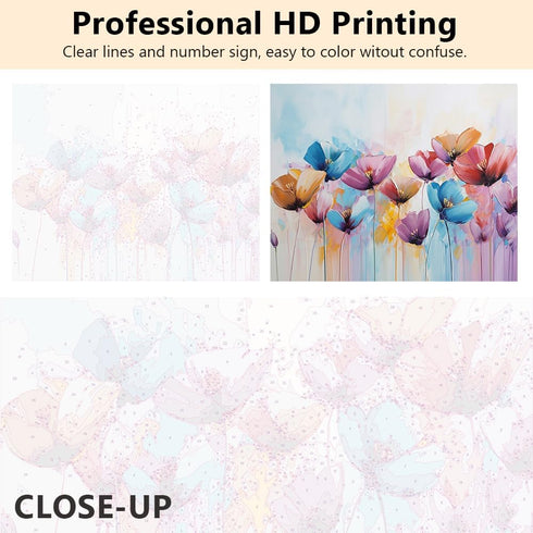 Rebotipy Flowers DIY Paint by Numbers for Adults, Abstract Painting by Numbers Kits with 3 Paintbrushes and Acrylic Pigment 16X20 Inch Flameless C...