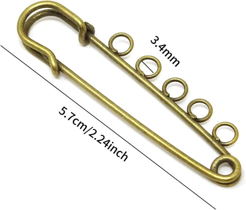 Honbay 10PCS 5.7cm/2.24inch Heavy Duty Safety Pins Brooch with 5 Holes for Blankets, Skirts, Kilts, Knitted Fabric, Crafts...