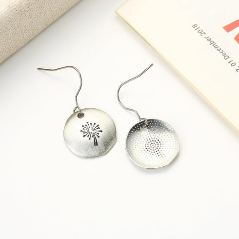 TGNEL Vintage Dandelion Titanium Earrings Dangling, Antique Flower Circle Disc Drop Dangle Earring for Women Sensitive Ears...