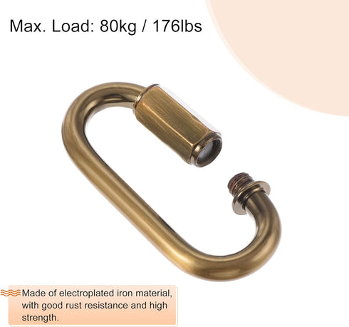 MECCANIXITY Chain Connector, 6mm Thick Quick Link Screw Lock Oval Clips for Chandelier Pendant Lights Gold Bronze Pack of 4...