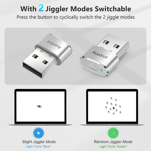 AUEDROT Mouse Jiggler Undetectable Metal USB Mouse Mover with Switch Button, Automatic Mini Mouse Shaker with 2 Jiggle Modes, Plug and Play, Keep ...