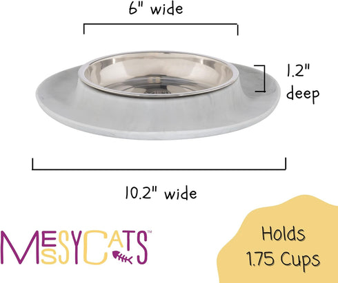 Messy Cats Single Silicone Feeder with Stainless Saucer Shaped Bowl | Anti-Slip Non-Skid Cat Food Bowl | One Cat Bowl in Feeding/Water Station | 1...