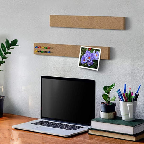 4pcs Felt Pin Board Bar Strips Bulletin Board,12"*2",1/4" Bulletin Bar Strip Cork Board Push Pins Memo Notice Boards Adhesive Lightweight Bulletin...