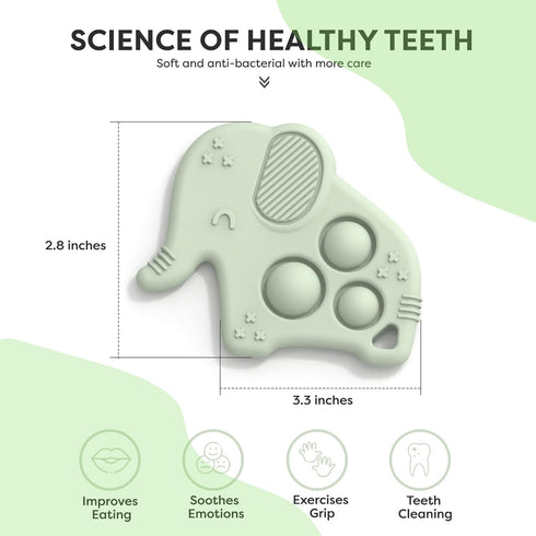 Sensory Teething Toys for Babies Age 3 to 12 Months (Set of 3) - Animal Shaped, BPA Free Soft and Textured Silicone Teether, Relief Sore Gums...