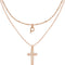 ZENI Dainty Cross Necklaces for Women, 14K Gold Plated Layered Chain Initial Pendant Choker Necklace, Cubic Zirconia Cross Christian Faith Jewelry...