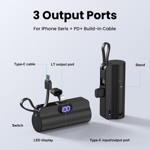 Portable Charger Small Power Bank 6000mAh,22.5W USB-C Fast Charging Portable Phone Charger with LCD Display&Stand,Mini Battery Pack for iPhone 15 ...