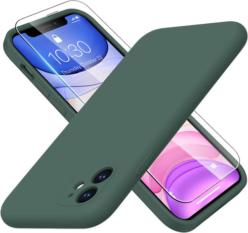 Designed for iPhone 11 Case with Screen Protector - Upgraded Camera Lens Protector - Soft Full Coverage Liquid Silicone Cover - Scratch-Proof Prot...