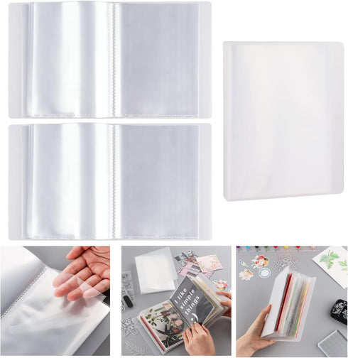 80Pages/ 2Set A6 Clear Stamps Storage Embossing Folder Storage Photo Storage Album Seal Bags Storage Keeper Cards Folder Storage Bag for DIY Scrap...