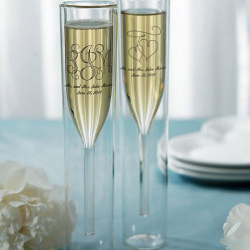 Contemporary Double-walled Glass Champagne Flutes...