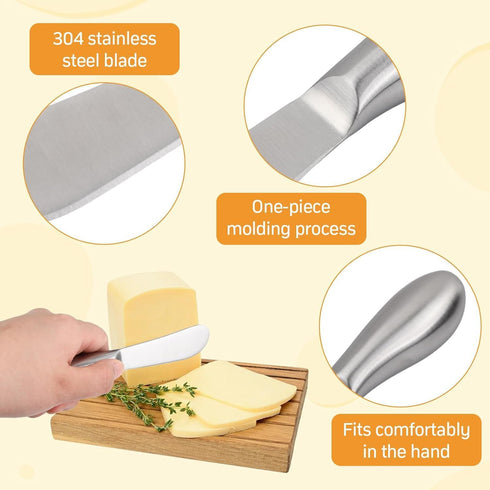 Spreader Knife Set,4-Piece Cheese and Butter Spreader Knives,Mini Serving Tongs,Stainless Steel Multipurpose Butter Knives...