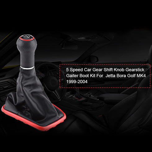 5 Speed Car Gear Shift Knob Manual/Auto Gear Shift Knob Boot Dust Boot Cover Replacement Compatible with MK4 1999-2004...
