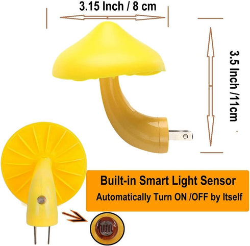 Sensor LED Night Lights for Adults Kids NightLight Cute Mushroom Night Light Plug in Wall Lamps for Bedroom, Bathroom,Toilet, Stairs, Kitchen, Hal...