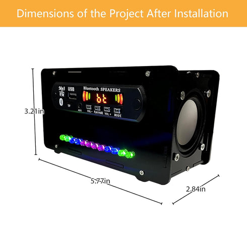 EIELE Soldering Practice kit Multi-Function Speaker AUX TF Playback Voice-Activated Level Indicator Dual Channel Speaker Education Black case Spea...